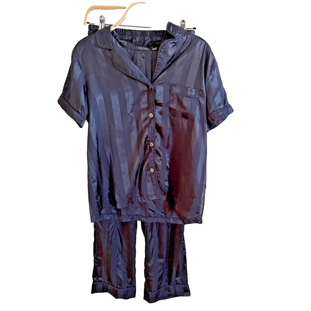 Tart Intimates Pajama Set Striped, Short Sleeve Black, Size M Classic Girls Nigh